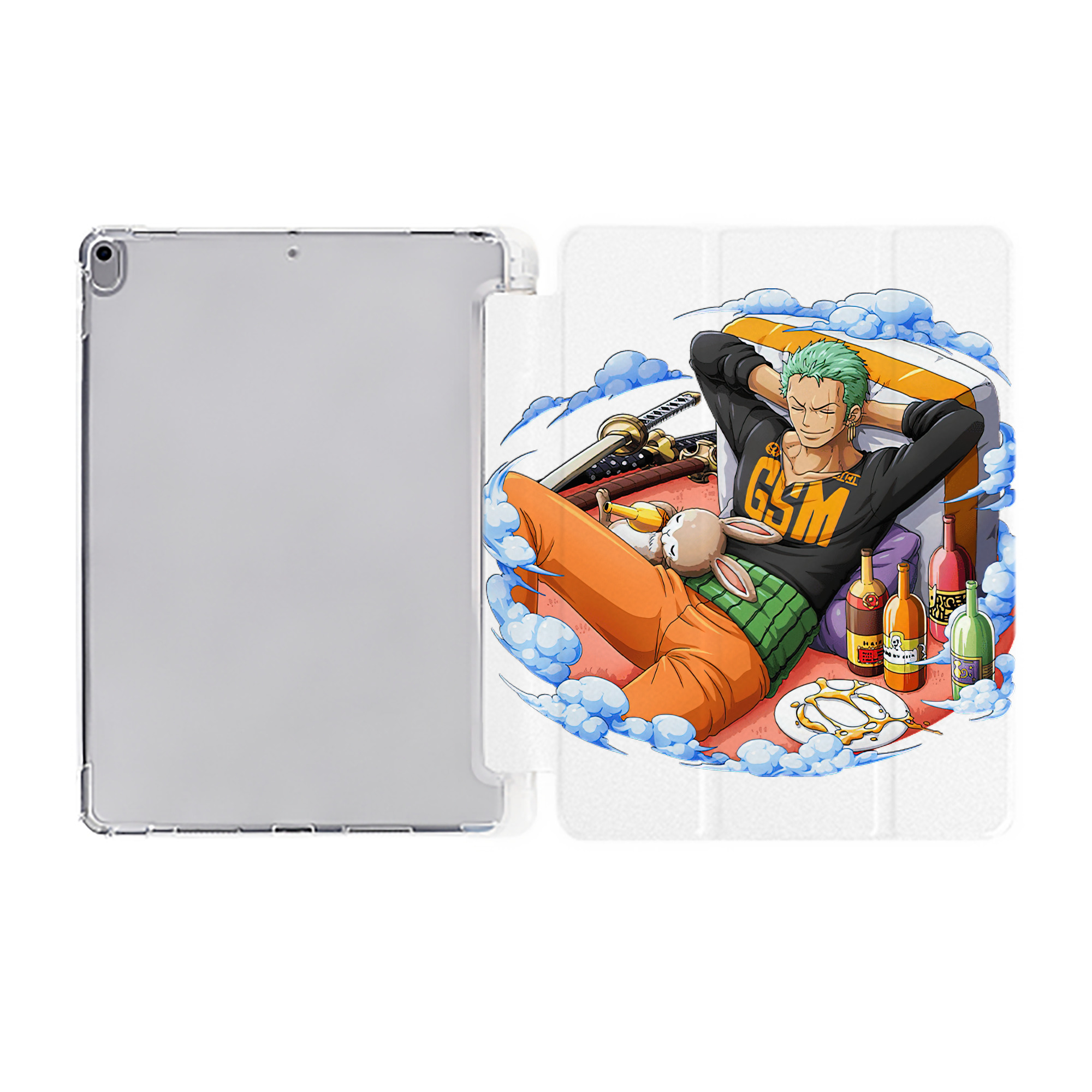 （画像用） ワンピース ロロノア・ゾロ ONE PIECE Roronoa Zoro IPad ケース ペン収納付き 三つ折りスタンド PUレザー×シリコン 対応機種9.5/10.5/10.9インチ